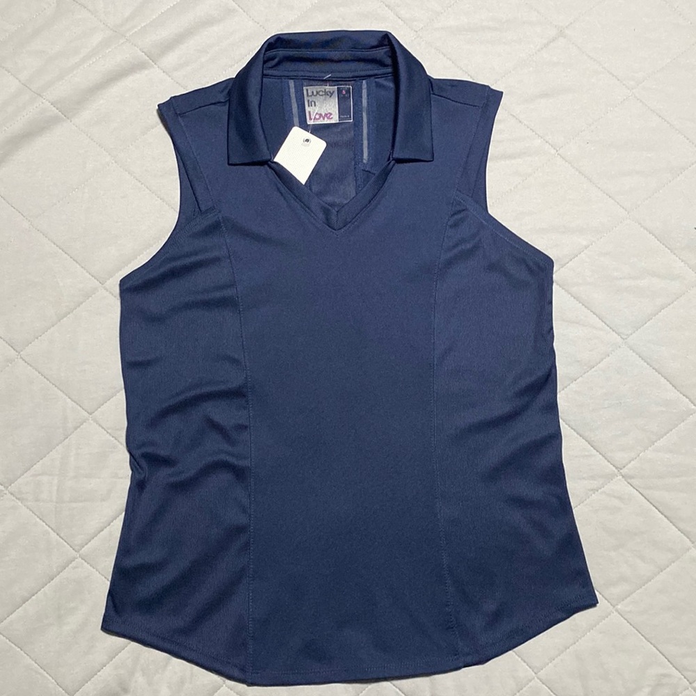Lucky in Love Starter Rib Sleeveless Polo